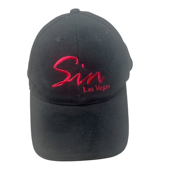 Sin Las Vegas Baseball Hat Black Red Hat Spell Out Embroidered night club - Picture 11 of 11